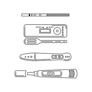 矢量轮廓剪影怀孕测试