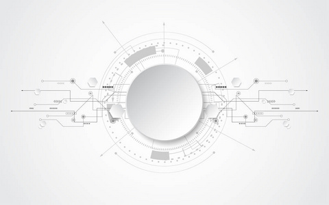 灰色白色抽象技术背景与各种技术元素高科技通信概念创新背景圈空空间为您的文字
