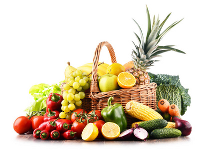 组成与各种原料的有机蔬菜和水果