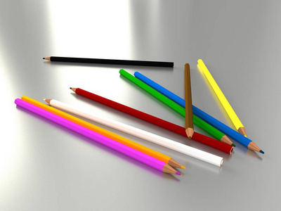 彩色的铅笔，多样的彩虹颜色