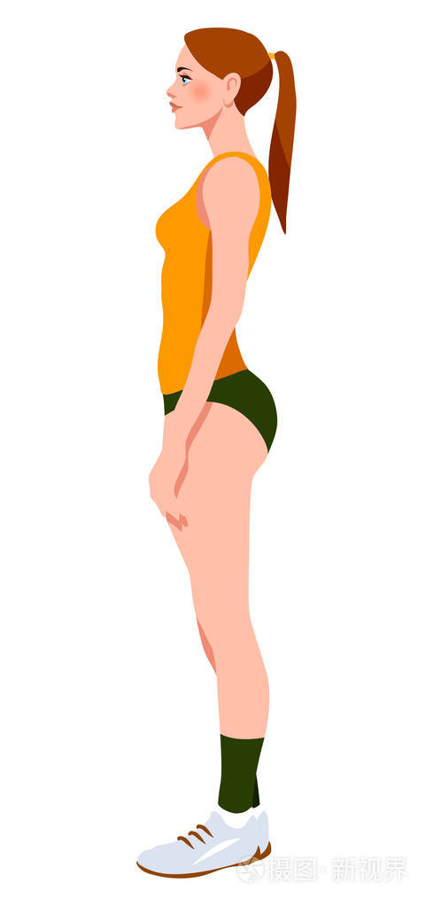 合适的年轻女人,穿着运动衣.站直插画-正版商用图片01e3re-摄图新视界