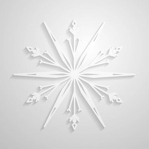 纸雪花设计,简约几何雪花在明亮的背景上.