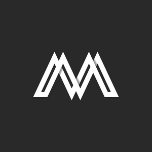 字母 M 标志现代会标 纸丝带材料设计风格 身份初始会徽样机，重叠阴影的白色条纹