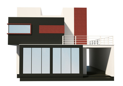 现代私人住宅正面外部3D渲染