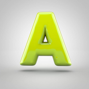 有光泽的石灰漆字母大写的孤立在白色背景照片