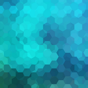蓝色六边形组成的抽象背景。为业务演示文稿或 web 模板横幅传单的几何设计。矢量图