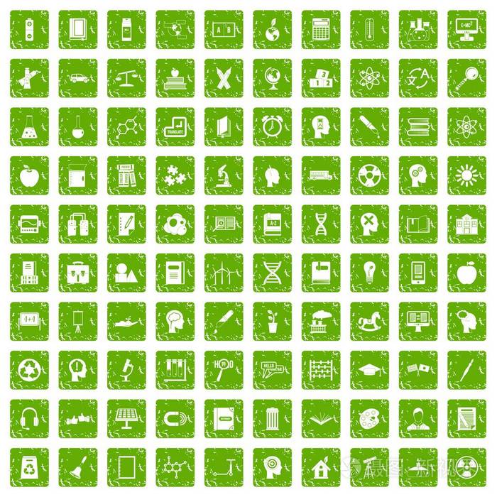 100 教育图标设置垃圾绿色
