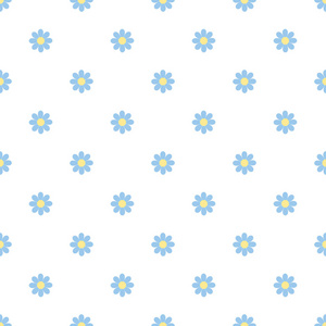 蓝色的雏菊花无缝模式