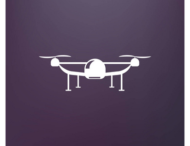 飞 quadcopter 无人机徽标，孤立的矢量图