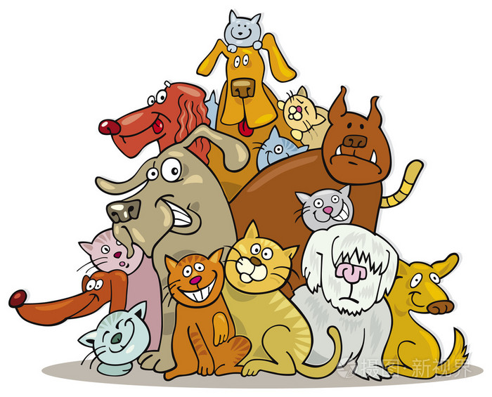 猫和狗组插画-正版商用图片01f1yj-摄图新视界