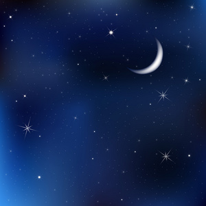 夜空中有月亮和星星