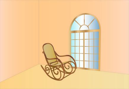 摇椅和窗户背景在单独的一层