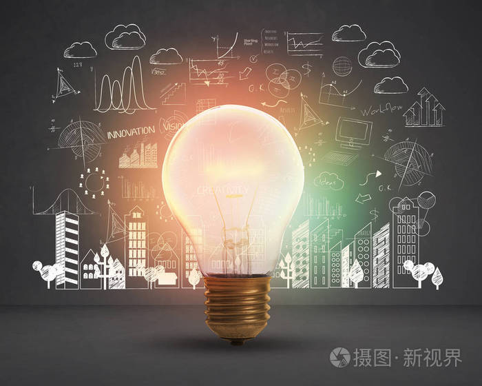 灯泡新理念创新与创造力的概念