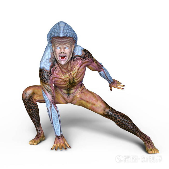 3dcg渲染的眼镜蛇人