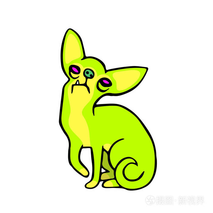 可爱的绿色吉娃娃狗孤立的矢量图