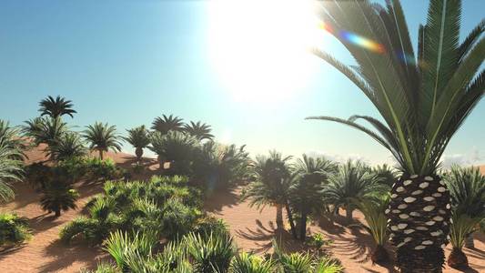 撒哈拉大沙漠在日落 3d 渲染大观