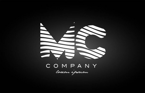 Mc M C 字母字母标志黑色白色图标设计