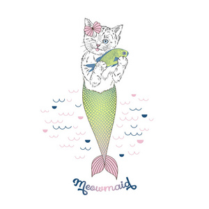 猫与鱼可爱猫咪美人鱼与鱼照片