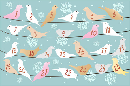 与鸟在雪地上出现日历