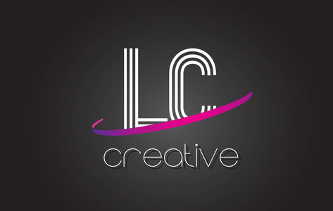 Lc L C 字母徽标与线路设计和紫色旋风