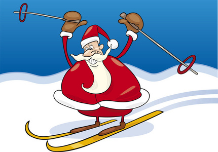滑雪场的圣诞老人