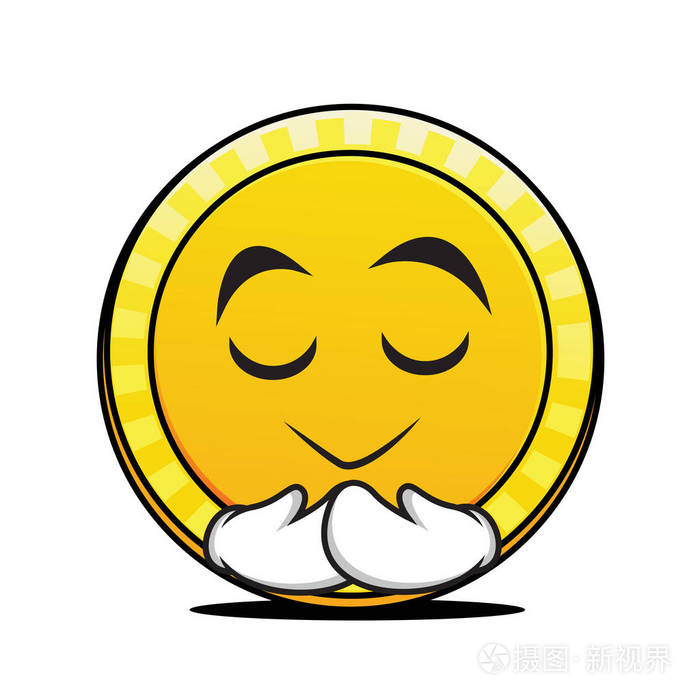 祈祷硬币卡通字符集合