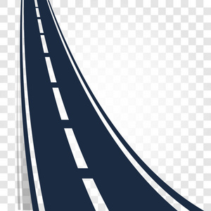 孤立的黑色公路或高速公路与划分上白色背景矢量图的标记