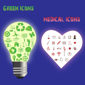 绿色和医疗图标