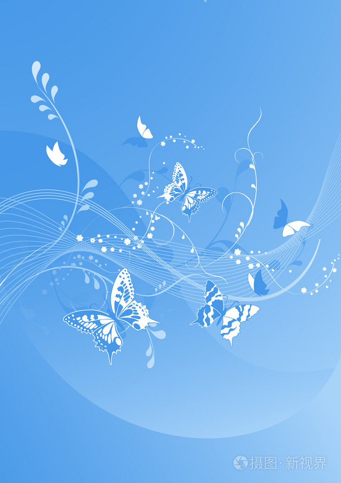 蓝色美丽的蝴蝶背景