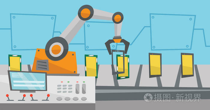 自动机器人生产线的智能手机