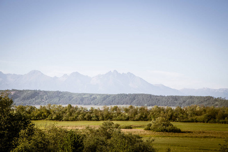 用美丽的斯洛伐克风景的塔特拉山在背景中