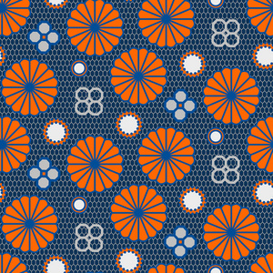 日本的模式，在蓝色和橙色的颜色