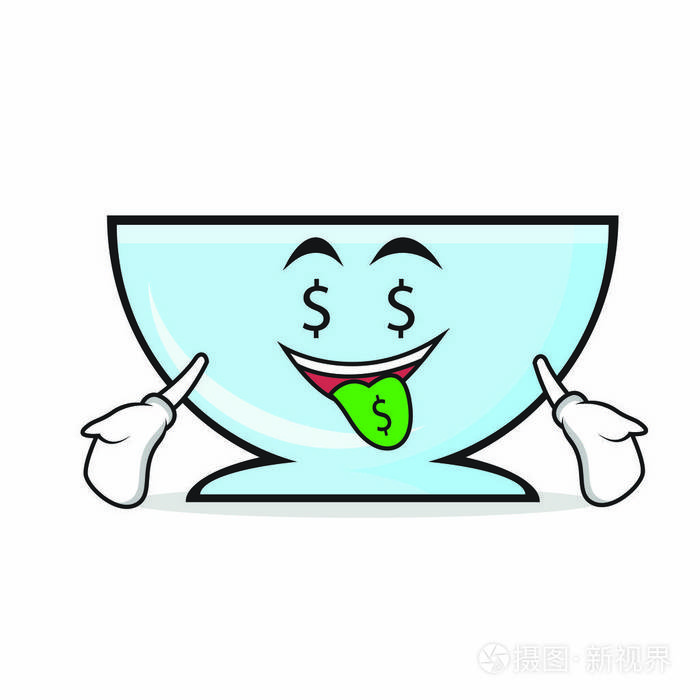 钱口碗人物卡通矢量图