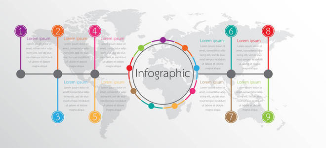 矢量图模板用于详细的报告。9 的所有主题