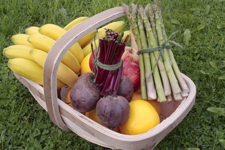 篮子里的水果和蔬菜