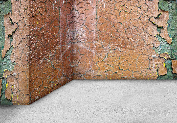 空的房角石墙岁老脏邋遢老式背景.室内的城市街道