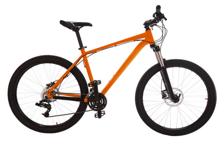 孤立在白色背景上的橙色山地自行车