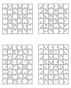 四个不同的白色拼图