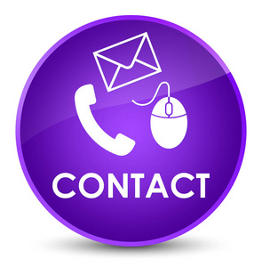 联系人 电话电子邮件和鼠标图标 紫色优雅圆形按钮