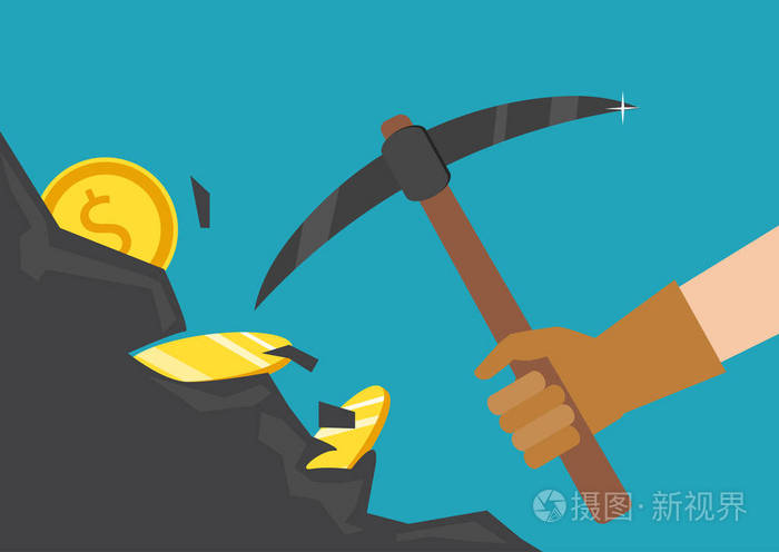 一名商人手蘸岩石寻找宝藏