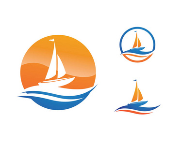 游轮 Logo 模板矢量图标设计图片