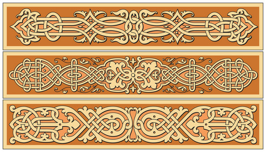 罗斯古代旧俄罗斯矢量花纹插画