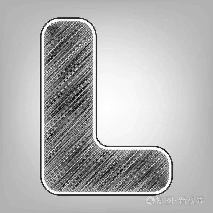 字母l标志设计模板元素矢量铅笔素描的模仿行为暗灰色涂鸦图标与暗