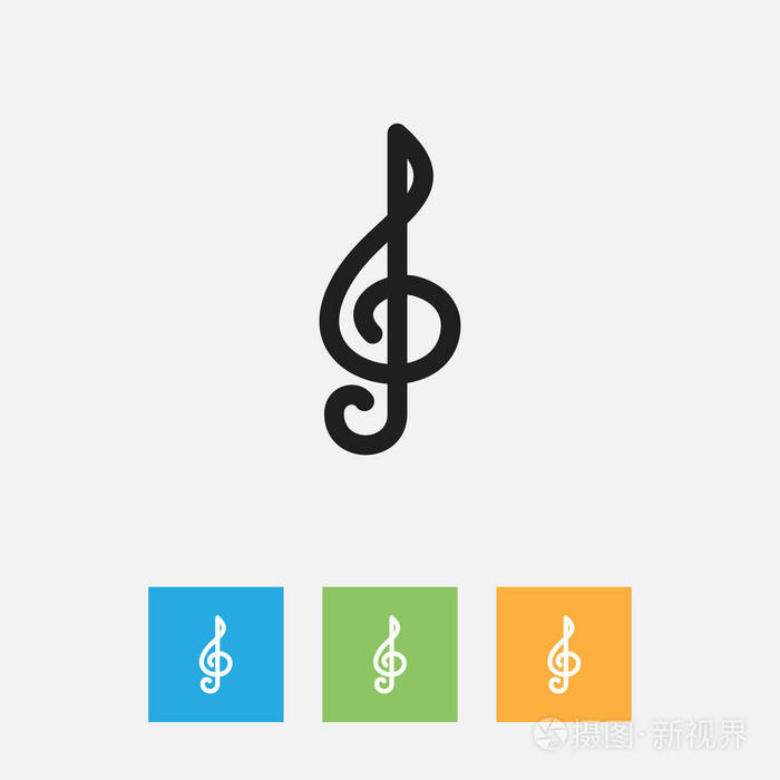 矢量图的八分音符大纲上的科学符号保费质量孤立的高音谱号元素在时尚