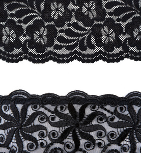 花边黑色纺织艺术材料设计模式华丽te