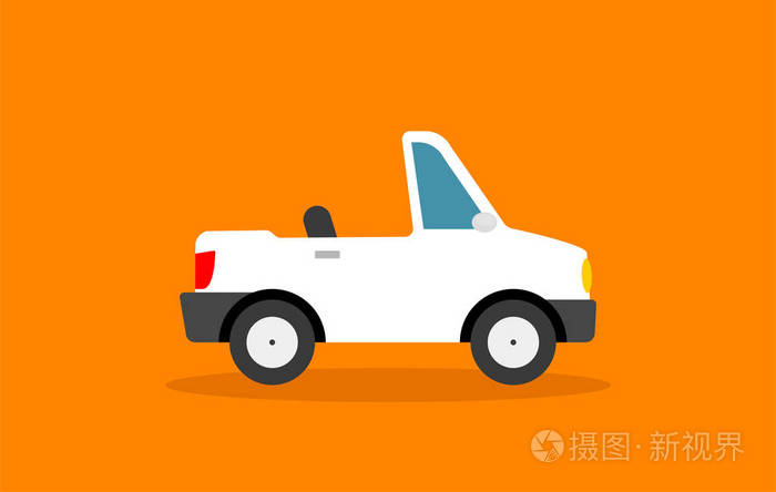 平面样式卡通敞篷跑车车