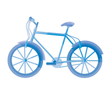 蓝色的自行车上白色孤立。矢量自行车图