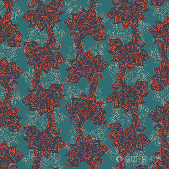 印度风格条纹无缝花纹