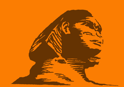 橙色背景上狮身人面像的矢量插图