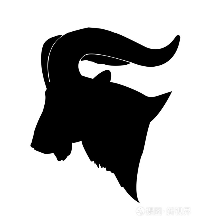 白色背景下山公羊矢量轮廓